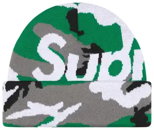 Supreme Camo Big Logo Beanie Green Camo