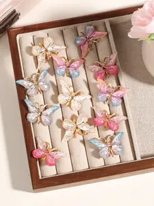 12pcs Ladies Sweet Butterfly Hairpin, Mixed Colors-Cute and versatile hair accessories for casual wear, all seasons, cute hair accessories stylish and cute, colorful, butterfly-shaped small hairpin, suitable for daily use and gifts