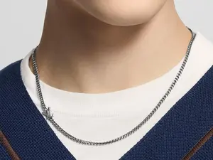 Pre-owned Louis Vuitton Men's Necklace Full Set Palladium toned metal