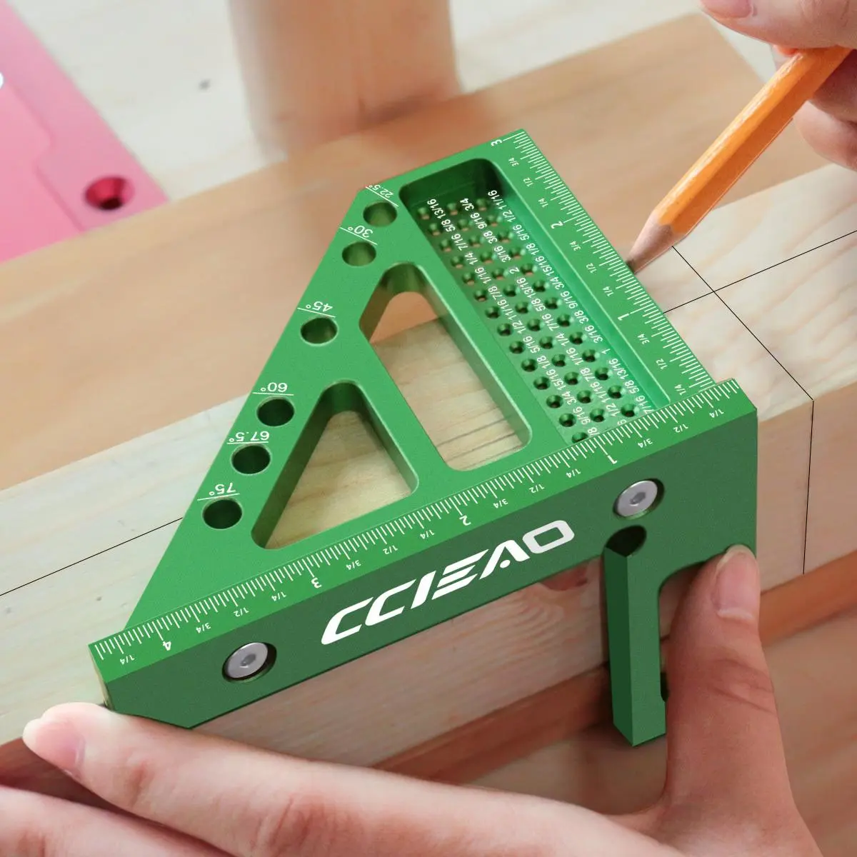 Carpenter Square, 3D Multi Angle Measuring Ruler, Hand Measuring Tool, High Precision Portable 22.5-90 Degree Aluminum Alloy Woodworking Square Ruler with Angle Pin Square Tool for Carpentry Engineering