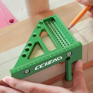 Carpenter Square, 3D Multi Angle Measuring Ruler, High Precision Portable 22.5-90 Degree Aluminum Alloy Woodworking Square Ruler with Angle Pin Square Tool for Carpentry Engineering