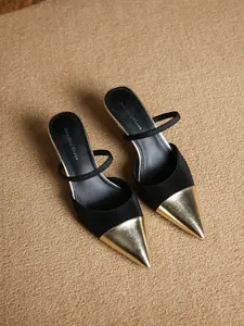 Women's Fashionable Patchwork Stiletto Heels, Elegant Pointed Toe High Heels for Party, Daily Clothing Decor, Back Empty Heels for Women & Girls, Elegant Party Shoes