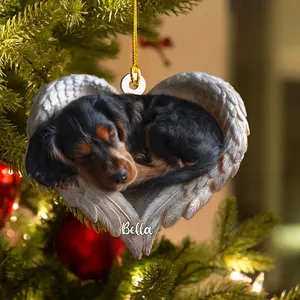 Personalized Gordon Setter Dog Angel Ash Plywood Ornament,Flat 2D Holiday Tree Decor Gift for Dog Pet Memorial Families Keepsake