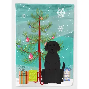 Merry Christmas Tree Black Labrador Flag Garden Size