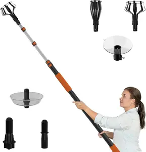 20FT Reach Light Bulb Changer for High Ceilings, Light Bulb Changer with Baskets, Suction Cup and Disc for Recessed Lights with 3-12FT Telescoping Extension Pole