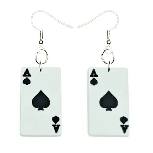 Ace of Spades Earrings Hypoallergenic Silver Plated Fishhooks Yazzle Dazzle Original Artwork Casino Poker Blackjack Spades Hearts Diamonds Clubs