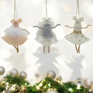 Handmade Wool Felt Ballerina Mouse Ornament - 6-in