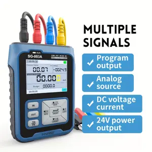 SG-003A Adjustable Voltage and Current Simulator, 0-10V 4-20mA, USB Rechargeable Signal Source Transmitter Calibrator with Multiple Outputs and Analog Signals, Blue and Black Handheld Oscilloscope Multimeter Digital Multimeter