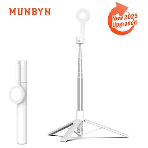 【MUNBYN Auto-Deploys Magnetic Tripod】Automatic Auto-Open Tripod, Magnetic Selfie Stick Tripod for iPhone and Android with Remote Control, 70'' Phone Tripod Compatible with MagSafe, Fit for iPhone 12/13/14/15/16 Series, MagSafe Case