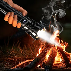 A Flashlight That Can Start A Fire Super Bright High Lumens LED Flashlight Large Capacity USB Rechargeable Flashlight RED&BlUE COB Side Light Digital Display Tactical Torch for Outdoor Fishing Camping Hunting Gear Equipment NightTools Christmas Gift