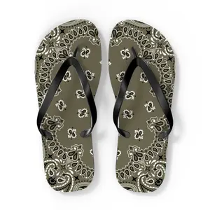 Khaki Green bandana custom flip flops, Custom unisex Flip-Flops, Mom gift, Mother's Day gift, Gift, Beach, Pool, Summer