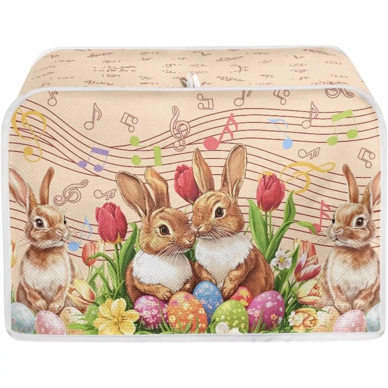 Polyester Fabric 2-Slice Toaster Cover - 8.2 * 10.6 * 12.13 In Quilted Kitchen Appliance Part, Foldable Easy-Storage Top, Easter Colorful Eggs Bunny Festive Decor, Lightweight, Ideal for Home Kitchen Daily Use, Women's Gift