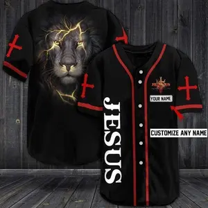 Personalized Jesus Lion Baseball Jersey, Baseball Jersey Shirt, Outdoor Sports, Sport Shirt, Dynamic And Comfortable