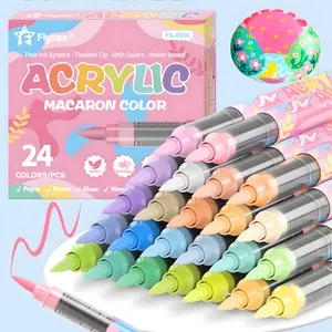 Acrylic Paint Markers,Macaron Series Set,Soft Brush Tip Water Based, Straight liquid Markers for Wood, Canvas, Rock Painting, Glass, Diy Crafts, Fabric Paint