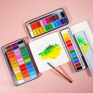 Portable 12/24/36-Color Solid Watercolor Paint Set with Brush, Ideal for Art Painting & Outdoor Sketching, Essential Artist Tool Kit