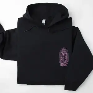 Virgen de Guadalupe Printed Hoodie, Unisex Catholic Faith Hooded Sweatshirt, Our Lady of Guadalupe Pullover, Religious Hoodie, Faith-Based Gift for Men and Women