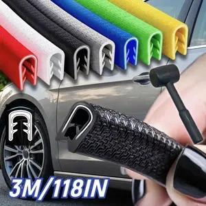 3-meter Car Door Edge Guard Strip with Hammer, U-Shaped PVC Trim with Metal Clips, Scratch & Ding Protection for SUV Sedan Hatchback, Noise Reduction & Dust Blocking Seal, Helps Reduce AC Air Leak for Summer Driving, Easy Install Auto Accessory