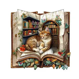 Cat-in-the-Book Wooden Puzzles, Sudoku Cube for Kids and Adults, Educational Toys & Hobbies Game