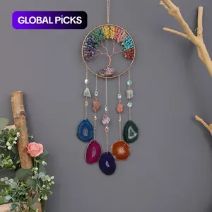 DREAMSUM Colorful Tree Of Life Dream Catcher, 1 Count Artificial Crystal Hanging Decoration, Boho Style Hanging Decor for Home Living Room Room Garden, Hanging Ornaments, Christmas Decorations #GLOBAL PICKS