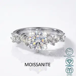 (Moissanite 1.5ct) 1 piece sparkling 1.5-carat moissanite women's ring, luxurious wedding engagement ring, wedding season jewelry, promise eternal anniversary ring, Valentine's Day gift for her