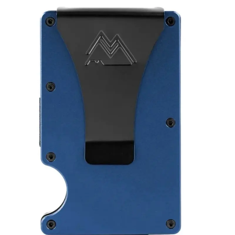 METALLIC BLUE SLIM WALLET - Compact Design with Blue Metallic Finish and Black Accents