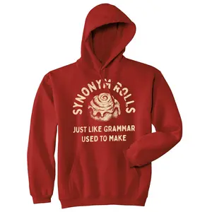 Synonym Rolls Just Like Grammar Used to Make Unisex Hoodie Funny Cinnamon Roll Baking Joke Hooded Sweatshirt Unisex Vintage Fashion Hoodies Sarcastic Hoodie Funny Food Pullover Novelty Sweatshirt Red -