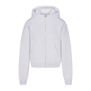 COTTON FLEECE CLASSIC ZIP UP HOODIE | LIGHT HEATHER GREY