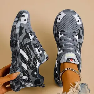Women'sCamoPrintBreathableMeshLightweightComfortableLace-UpCasualSneakerswithEVASoleforEverydayWear