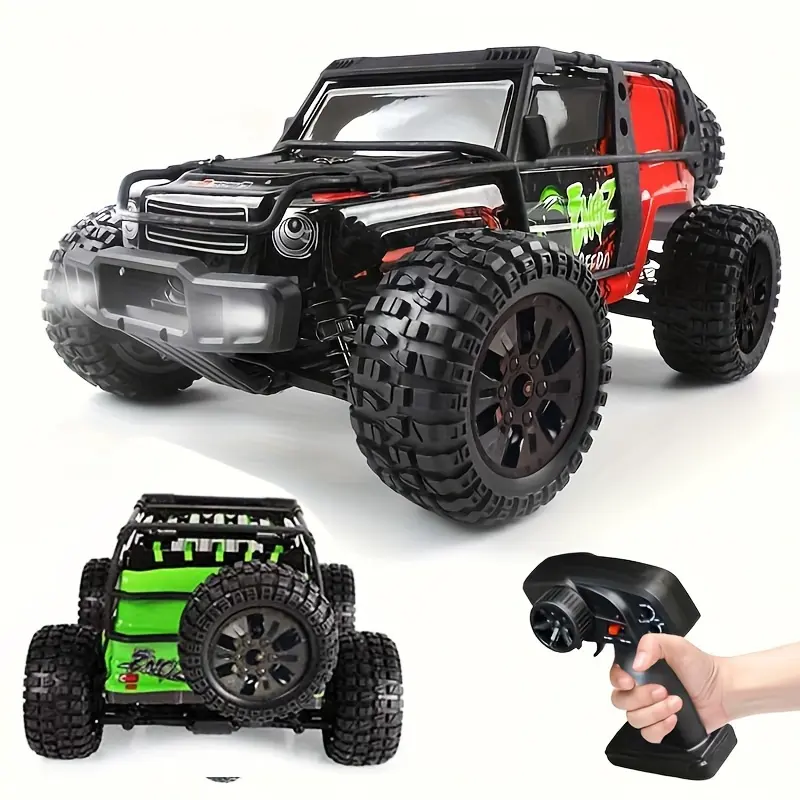 1:10 Scale 4X4 All-Terrain Remote Control Monster Truck - 2.4GHz Remote, 40KMH (24.85MPH) High-Speed Climbing Vehicle, Long-Range Motor, LED Lights Add Glow to Nighttime Runs for Enthusiasts