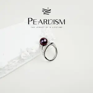 PEARLISM Elegant Edison Pearl Ring 8-9mm Purple Crystal Accent Hypoallergenic Gift For Her-PSAFER006