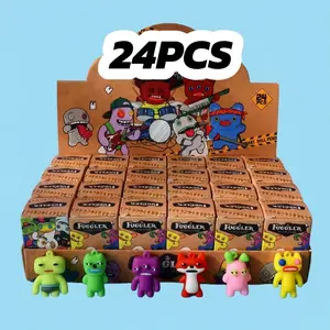 24 Pcs Cute Monster Keychain Mini Figure Set, Backpack Charms for Kids, Easter Basket Stuffers, Party Favors & Birthday Gifts for Boys Girls 3.5cm Creativity Playtime Figurine Vibrant