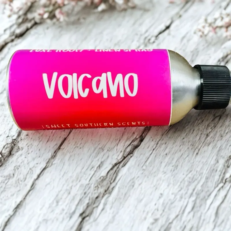 Sweet Southern Scents Volcano-Inspired Luxe Scented 4oz (4 fl oz) Water-Based Multifunctional Room & Linen Spray, Skin-Safe Fruity Indoor & Car Home Fragrance Freshener, 24-Month Shelf Life, Indoors