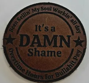 Its a Shame Hat Patch  Real Leather CNC Laser Patch with Hot Melt Adhesive Backing 2 Pack Unisex