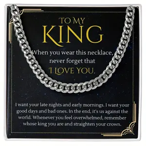 Men's Chain Necklace Cuban Link Design Chain & Gift Card & Gift Box, 1 Set Fashion Stainless Steel Necklace Gift Box Set, Domineering Hip-hop Punk Rock Chain Gift for Men, Punk Style Necklace, Jewelry Gifts