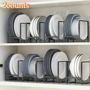 Stainless Steel Countertop Dish Rack, Dish Drainer, 2 Counts/set Space Saving Vertical Plate Holder, Kitchen Organizer for Plates, Cutting Boards, Pot Lids