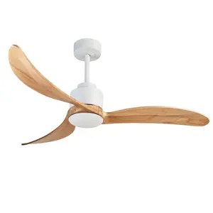 Aobtkel 52" Large Diameter Ceiling Fan with Dimmable LED Light, Remote Controlled Quiet DC Motor, 6 Speeds, 3 Rods Height Adjustment, Reversible Wood Blades, Wall Switch Compatible for Living Room, Bedroom (White + Natural)