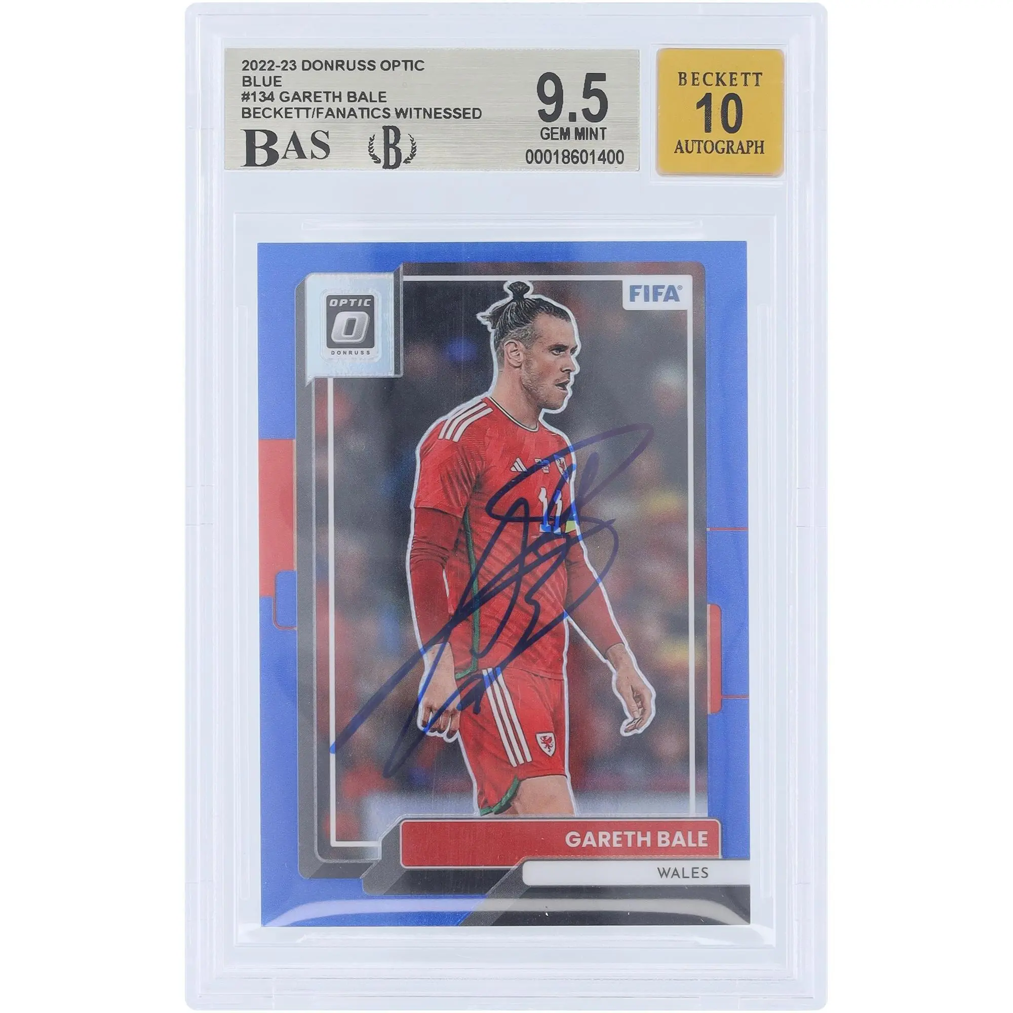 Gareth Bale Wales Autographed 2022-23 Panini Donruss Optic Blue Prizm #134 #/99 Beckett Fanatics Witnessed Authenticated 9.5/10 Card - Fanatics Authentic Certified
