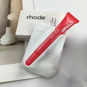 Trendy Rhode Style Lip Case Set, Soft Silicone Aesthetic Phone Cover, Trendy Phone Case Gift (random lipstick gift)