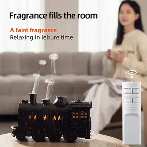 Small train aromatherapy machine essential oil diffuser desktop retro ornaments humidifier home large fog remote control