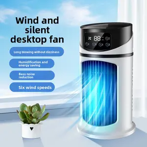 Remote Controlled Oscillating Air Cooler, 6 Adjustable Wind Speeds, 6-Gear Timer Setting, RGB Color Changing Ambient LED Light, Personal Evaporative Cooling Fan For Bedroom, Apartment, Office & Dorm Use
