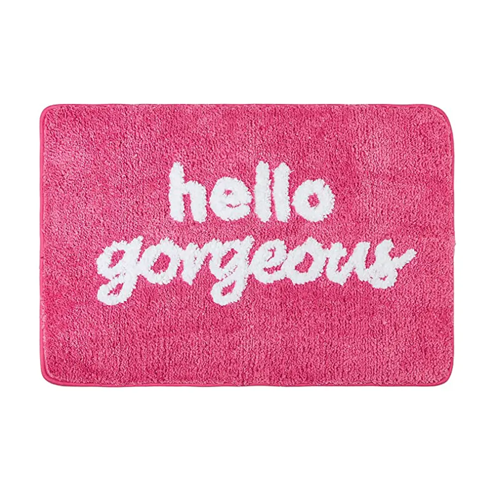 Rectangle Soft Modern Anti-Slip Pad Bath Mat - Grip Anti-Slip, Hot Pink, Blush, Peach, Coral, Cute, Funny, Washable Bathroom Decor for Girls, Women’s Shower & Bath Use, Anti-Slip Pad Bath Mats