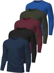 Men's Long Sleeve Shirts Fitted Cut Set of 5, Quick Dry Moisture Wicking UV Protection, Ideal for Fishing Exercise Gym, Spring & Fall Sportswear