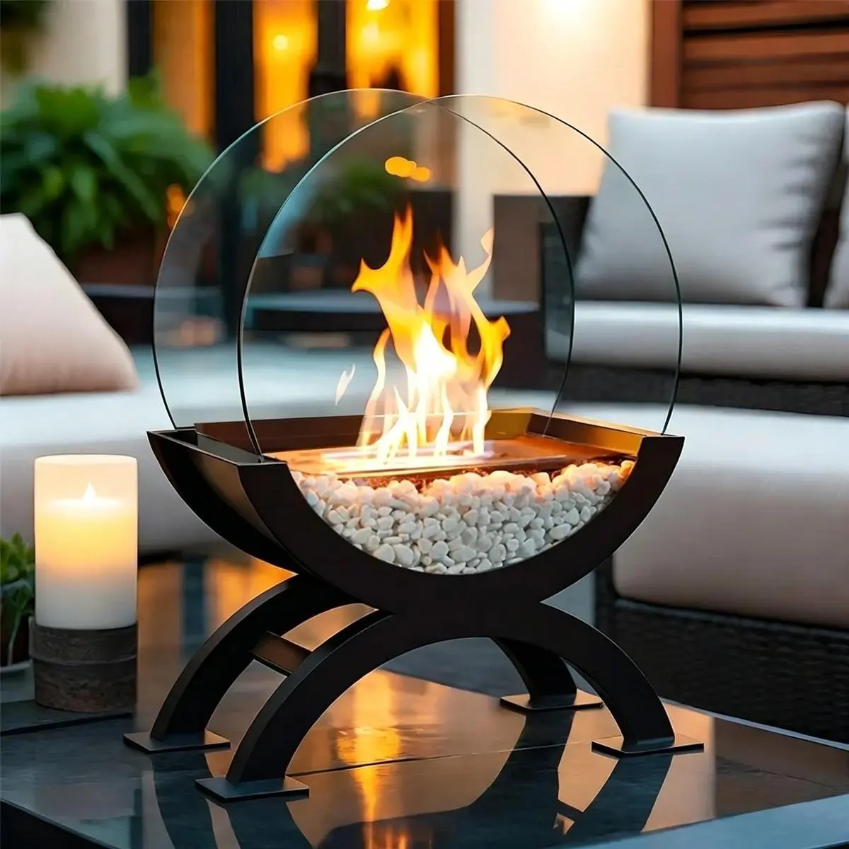 Luxury Desktop Alcohol Fireplace, Tabletop Fireplace, Portable Indoor Heating Device, Artistic Design, Suitable for Living Room, Study, Bedroom, Heats and Decorates