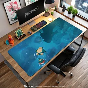 Snorlax Mouse Pad - Munchlax & Gyarados Ocean Shadow Desk Mat, PKM Calm Water Pad, Kanto Anime Decor, Trainer Gift