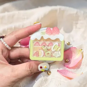 Cute Matcha Strawberry Cake Phone Grip Shaker | Kawaii Bakery Phone Holder Cafe Aesthetic
