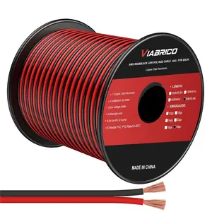 10 Gauge Wire 50FT, 2 Conductors Electrical Wire Red Black Cable, Flexible/Low Voltage/PVC 10 AWG Copper Clad Aluminum Extension Cord for Speaker, LED Strips, Automotive 12V/24V DC