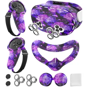 Cover Set Compatible with /Oculus Quest 3s Accessories,   Cover, Controller Grip Cover, Camera Lens Protector, VR Shell Cover, Protective Lens Cover, Not Fit Quest 3