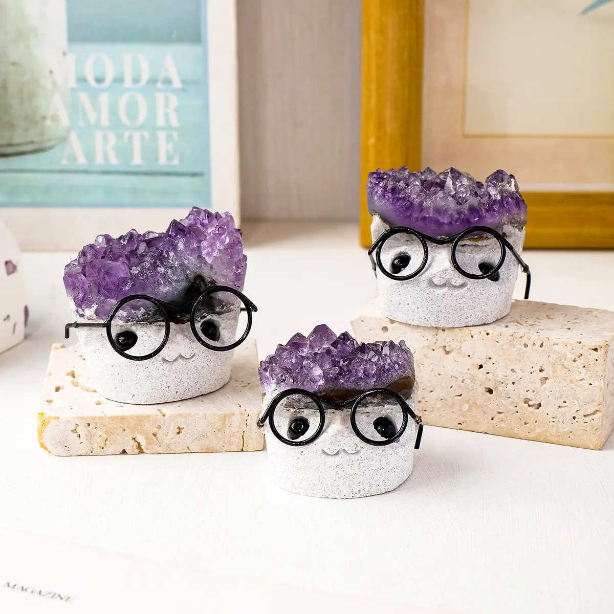 1pc Natural Amethyst Hedgehog Sculpture, Handmade Crystal Carvings Feng Shui Ornament for Pet Loss Memorial & Home Decor, Crystal Decorative Ornaments