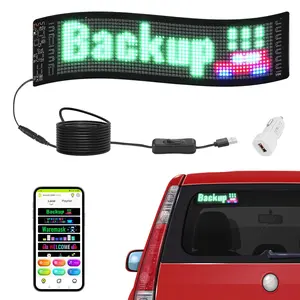 【fathersdaygift】VEVOR Programmable LED Sign, P5 Full Color LED Scrolling Panel, DIY Custom Text Animation Pattern Display Board, Bluetooth APP Control Message Shop Sign for Store Business Car Bar Advertising, 15"x4"
