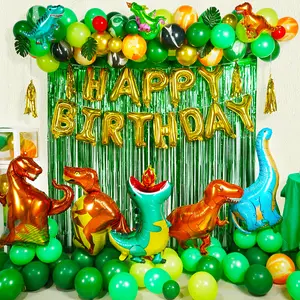 Dinosaur Birthday Party Decorations, 121Pcs Dino Theme Foil Balloons for Boys Kids